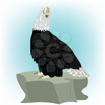 Royalty Free Clipart Image of an Eagle on a Stone