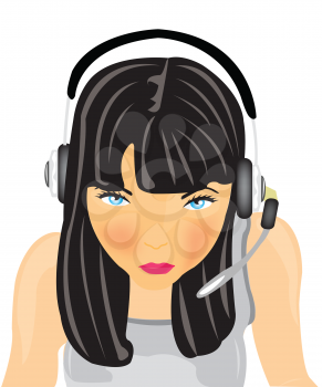 Royalty Free Clipart Image of a Girl Wearing a Headset