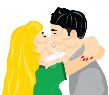 Royalty Free Clipart Image of a Couple Kissing