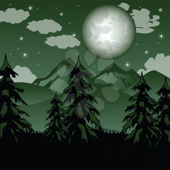 Vector illustration to nights in mountain.Mountain landscape