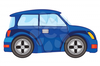 Vector illustration of the blue car on white background