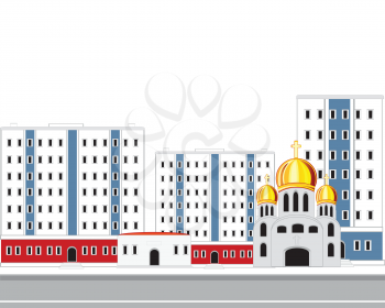 Vector illustration of the modern city on white background