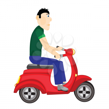 Vector illustration men on scooter on white background