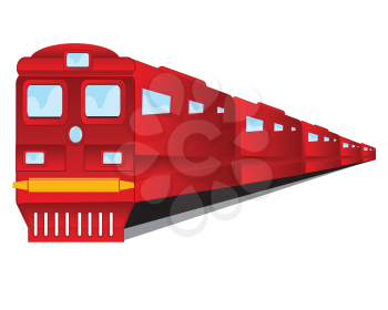 Vector illustration of the red train with coach