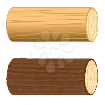 Two logs on white background is insulated.Vector illustration