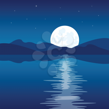 The Reflection of the moon in clean water.Vector illustration