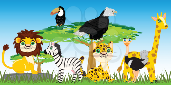 Vector illustration of the wildlifes of the africa on nature