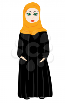 Portrait of muslim beautiful girl  in hijab.Vector illustration
