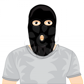 The Man hiding person under black mask.Vector illustration