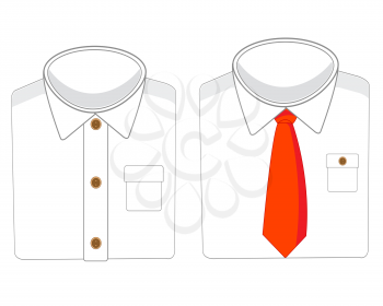 White shirts with tie on white background is insulated