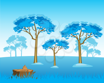 The Beautiful winter landscape with tree and snow.Vector illustration