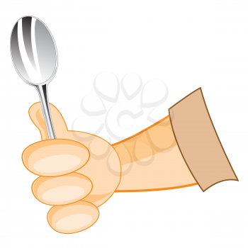 Vector illustration of the hand of the person with spoon