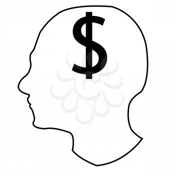 Head of the person thinking about money