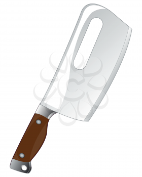 Kitchen cutlass for cutting of meat on white background is insulated