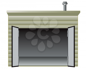 The Empty garage with torn away winch for car.Vector illustration