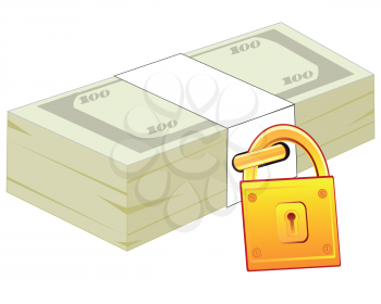 The Pack of the soft moneys closing on lock.Vector illustration