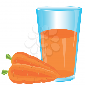 Juice from carrot on white background is insulated