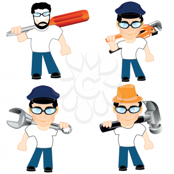 The People of the master with tools for repair.Vector illustration