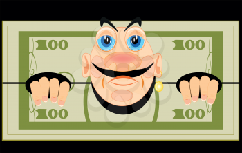 Banknote one hundred dollars with person on black background