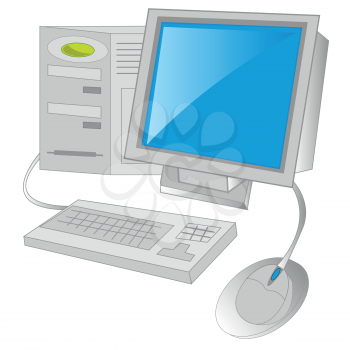 Computer and other completing on white background is insulated
