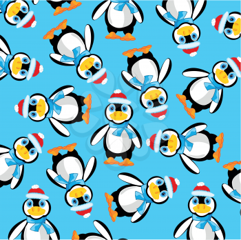Animal penguin on turn blue background is insulated
