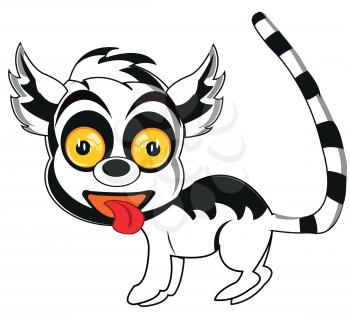 Cartoon african animal lemur on white background is insulated