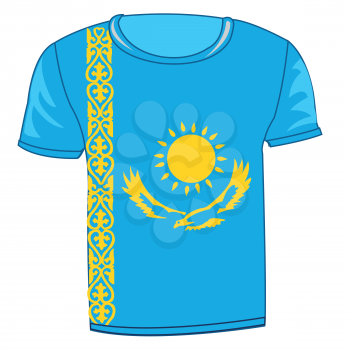 T-shirt flag Kazakhstan on white background is insulated