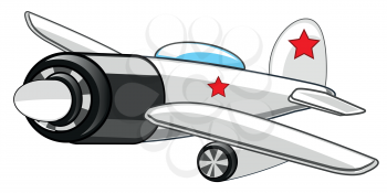 Warplane fighter with star on wing.Vector illustration