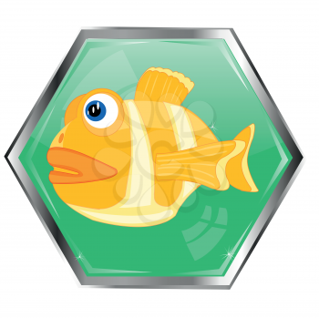 Astrological sign of the zodiac fish on button
