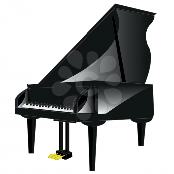 Drawing of the music instrument piano on white background