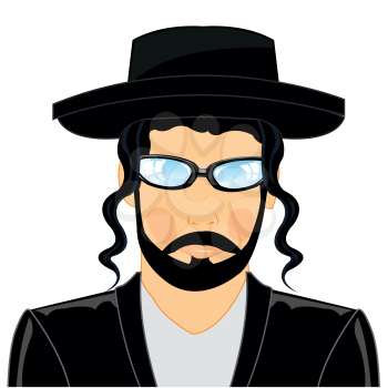 Vector illustration of the cartoon of the portrait jew in national cloth