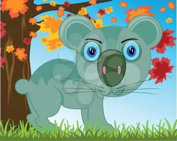 Vector illustration animal koala on background of the nature