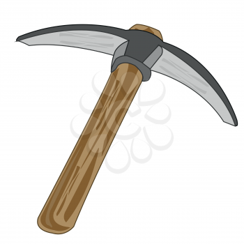 Vector illustration worker tools pickax on white background