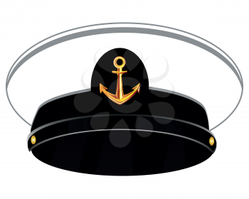 Vector illustration of the service cap of the captain on white background is insulated