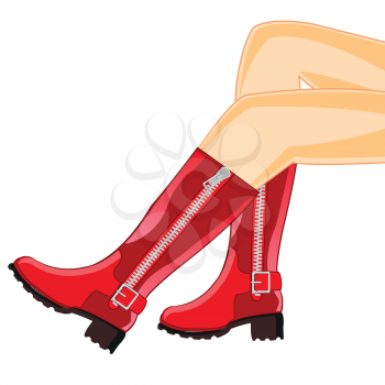 The Beautiful feminine legs in red boot.