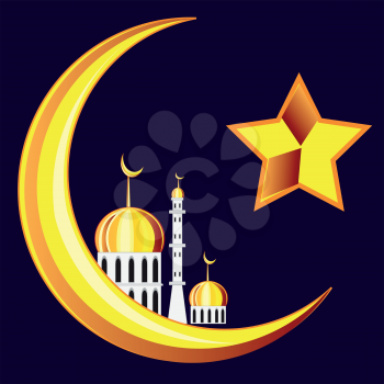 Symbol of the islam on black.Vector illustration
