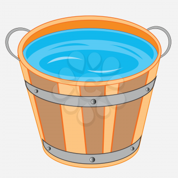 Pail with water on white background is insulated
