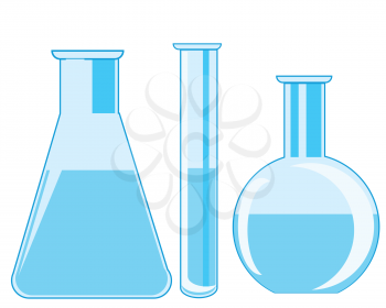 Flasks and test tube laboratory on white background is insulated