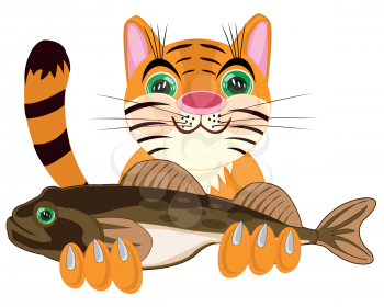 Cartoon of the fish cat on white background is insulated
