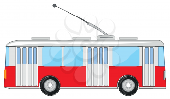 Town transport trolley bus on white background is insulated