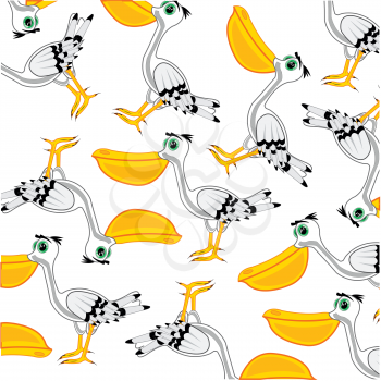 Bird pelican decorative pattern on white background is insulated