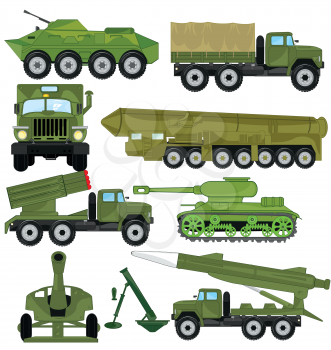 Military technology and weapon on white background is insulated