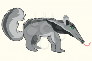 Vector illustration cartoon animal anteater on white background