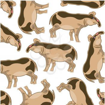 Vector illustration of the decorative pattern asiatic animal tapir