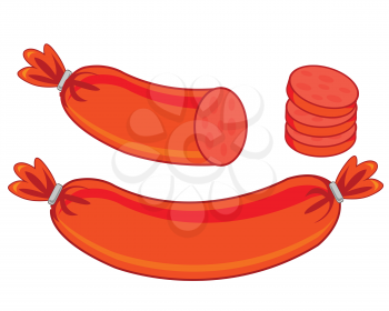 Vector illustration of the meat hot dogs on white background is insulated