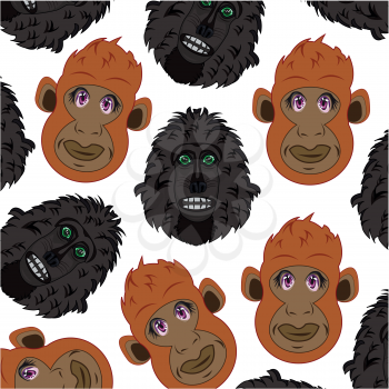 Mugs of the apes baboon and gorilla pattern on white background is insulated