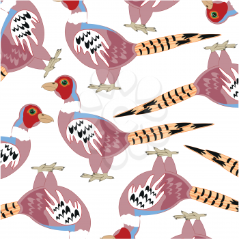 Vector illustration of the decorative pattern of the bird pheasant