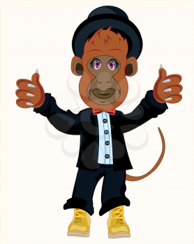 Cartoon of the gorilla in suit on white background