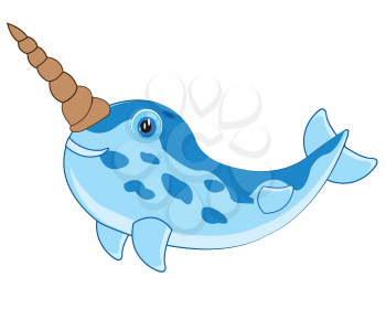 Vector illustration of the cartoon of the whale narwhal