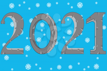 Decorative background approaching holiday 2021 on turn blue background with snowflake